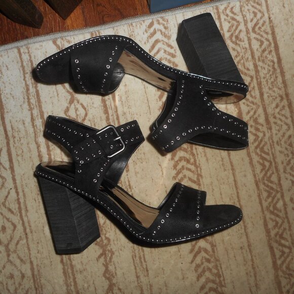 NIB Carlos Santana black stud block heels, size 8M - Picture 3 of 8